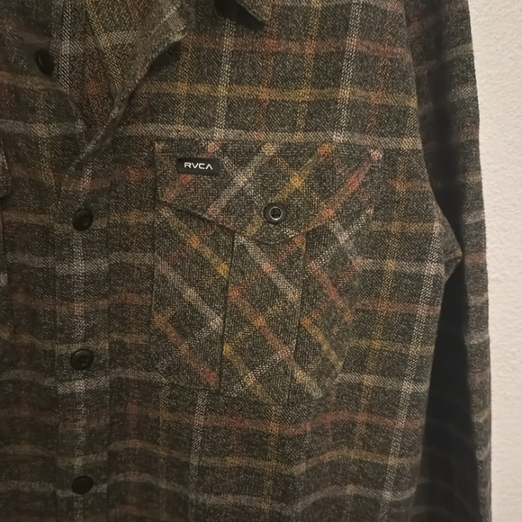 RVCA Hughes Flannel Shirt - Men's Shirts in Warm Grey size M - Picture 3 of 6